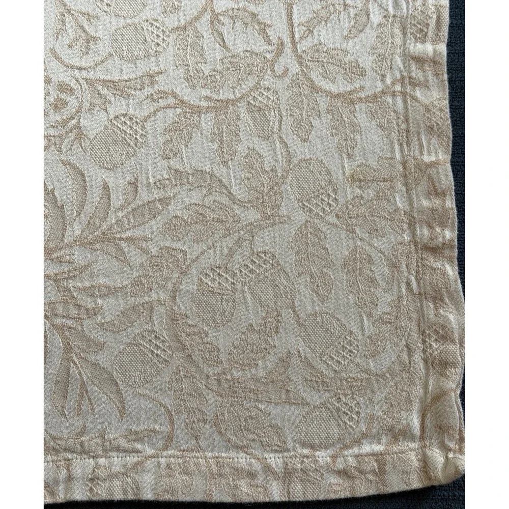 Sur La Table Acorn Fabric Napkins 16 X 16 Square Set 4 PCS Cotton Beige White